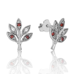 Silver Love Branch Studded Earrings