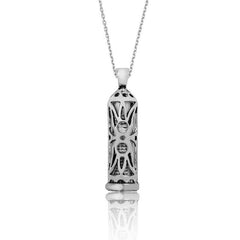 Silver Cylinder Cevsen Prayer Necklace