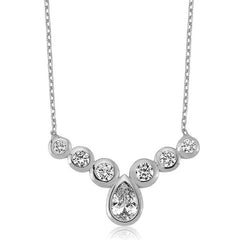 Silver Row Stone Drop Women's Necklace