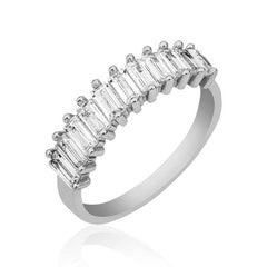 Silver Row Baguette Stone Women's Ring