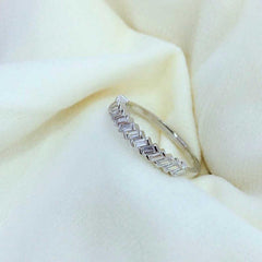 Silver Row Baguette Stone Women's Ring
