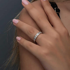Silver Row Baguette Stone Women's Ring