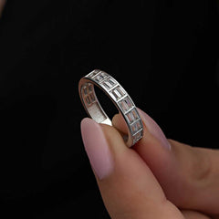 Silver Row Baguette Stone Women's Ring