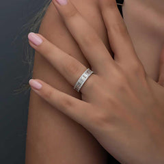Silver Row Baguette Stone Women's Ring