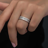 Silver Row Baguette Stone Women's Ring