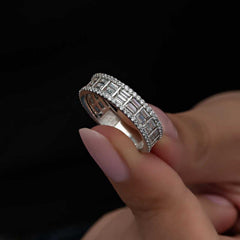 Silver Row Baguette Stone Women's Ring
