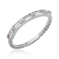Silver Row Baguette Stone Women's Ring