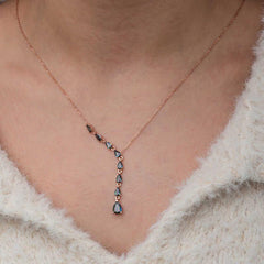 Silver Row Mystic Topaz Stone Drop Women's Necklace