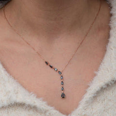 Silver Row Mystic Topaz Stone Drop Women's Necklace