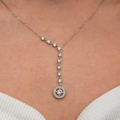 Silver Row Zircon Stone Circle Women's Necklace