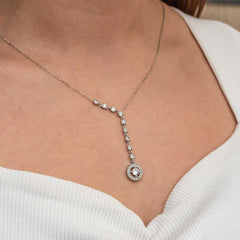 Silver Row Zircon Stone Circle Women's Necklace