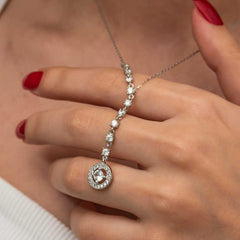 Silver Row Zircon Stone Circle Women's Necklace