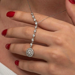 Silver Row Zircon Stone Flower Women's Necklace