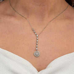 Silver Row Zircon Stone Flower Women's Necklace