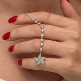 Silver Row Zircon Stone Sea Star Women's Necklace