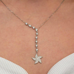 Silver Row Zircon Stone Sea Star Women's Necklace