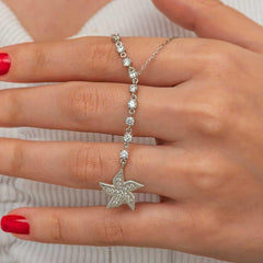 Silver Row Zircon Stone Sea Star Women's Necklace