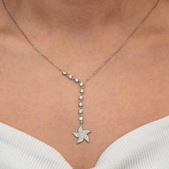 Silver Row Zircon Stone Sea Star Women's Necklace