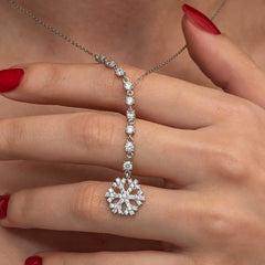 Silver Row Zircon Stone Snowflake Women's Necklace