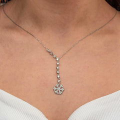 Silver Row Zircon Stone Snowflake Women's Necklace