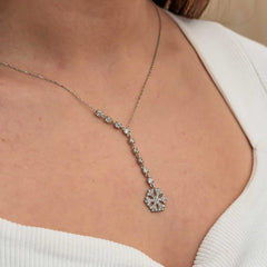 Silver Row Zircon Stone Snowflake Women's Necklace
