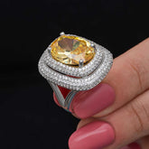 Silver Citrine Stone Women's Ring
