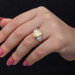 Silver Citrine Zircon Stone Women's Ring
