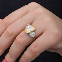 Silver Citrine Zircon Stone Women's Ring