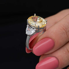 Silver Citrine Zircon Stone Women's Ring