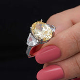 Silver Citrine Zircon Stone Women's Ring