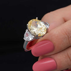 Silver Citrine Zircon Stone Women's Ring