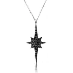 Silver Black Polar Star Women's Necklace