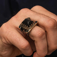 Silver Black Onyx Stone Men's Ring
