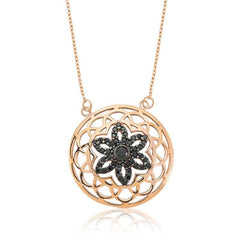 Silver Black Flower of Life Women's Necklace