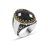 Silver Black Zircon Stone Men's Ring