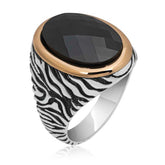 Silver Black Zircon Stone Men's Ring