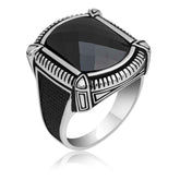Silver Black Zircon Stone Men's Ring
