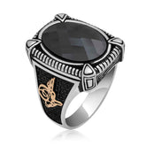 Silver Black Zircon Stone Men's Ring