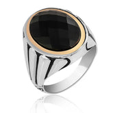 Silver Black Zircon Stone Men's Ring