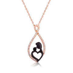Silver Heart Mother Child Necklace