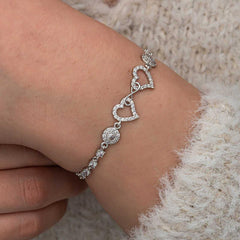 Silver Infinity Two Hearts Women's Bracelet