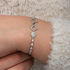 Silver Infinity Two Hearts Women's Bracelet