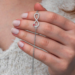 Silver Infinity Red Heart Women Set