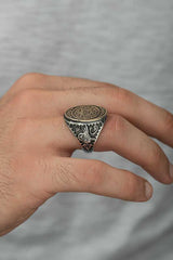 Silver Solomon Seal Men's Ring