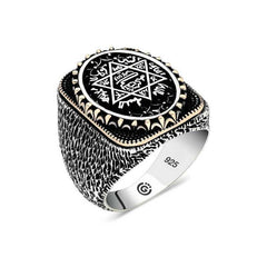 Silver Solomon Seal Oval Men's Ring