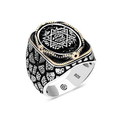 Silver Solomon Seal Oval Men's Ring