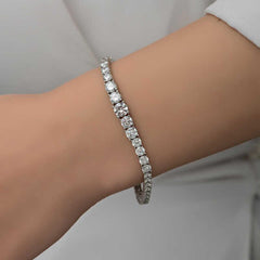 Silver Strained White Stone Waterway Women's Bracelet