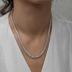 Silver Strained White Stone Waterway Women's Necklace