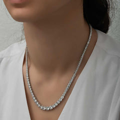 Silver Strained White Stone Waterway Women's Necklace