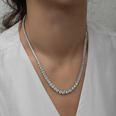 Silver Strained White Stone Waterway Women's Necklace